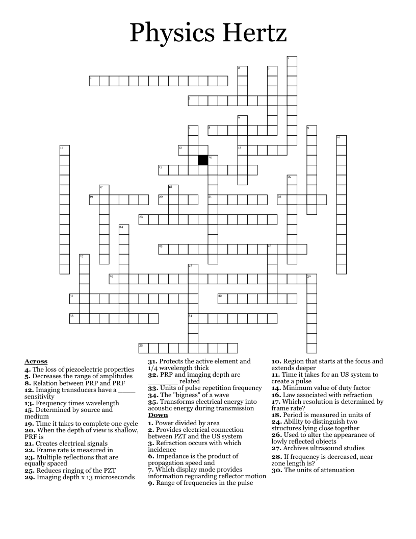 Physics Hertz Crossword