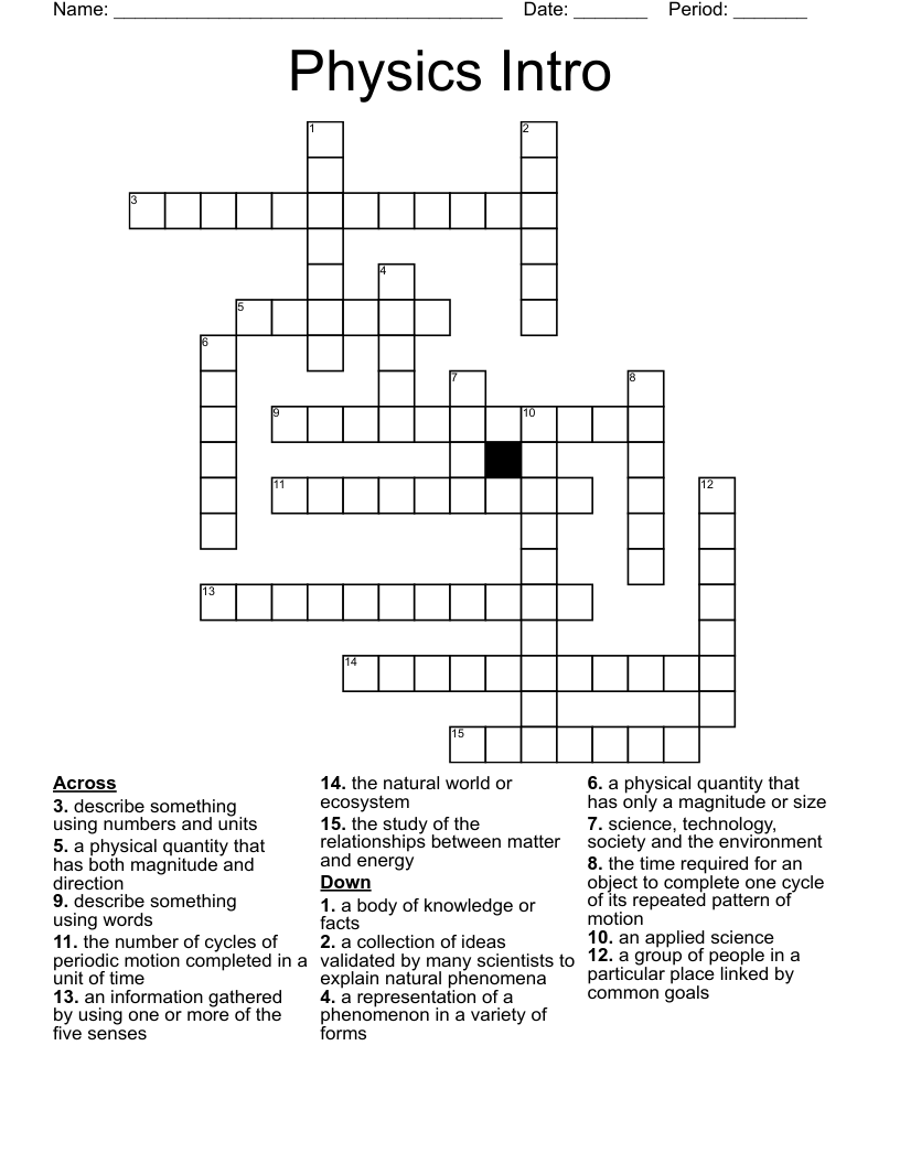 Physics Intro Crossword