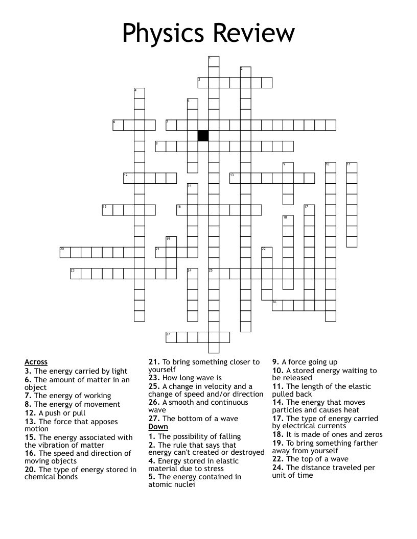 Physics Review Crossword