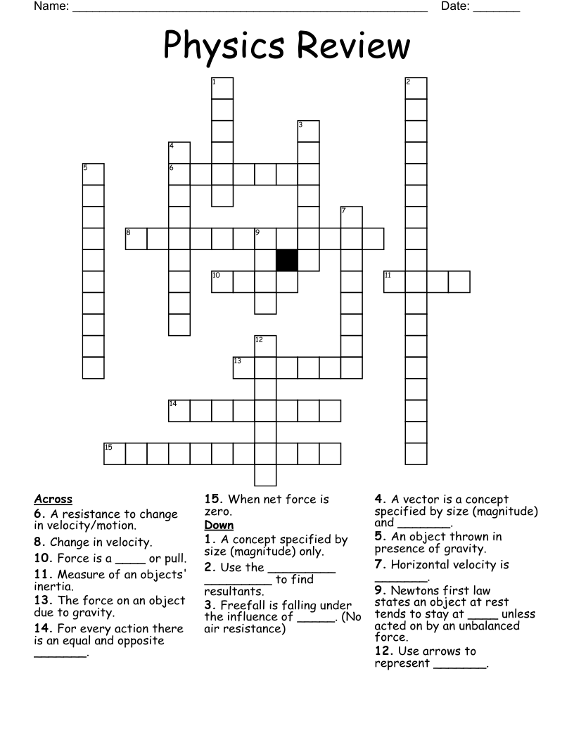 Physics Review Crossword
