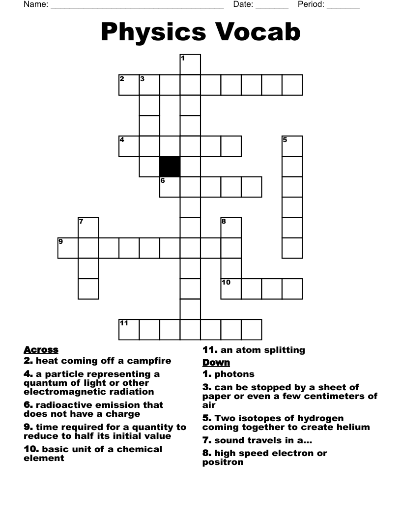 Physics Vocab Crossword