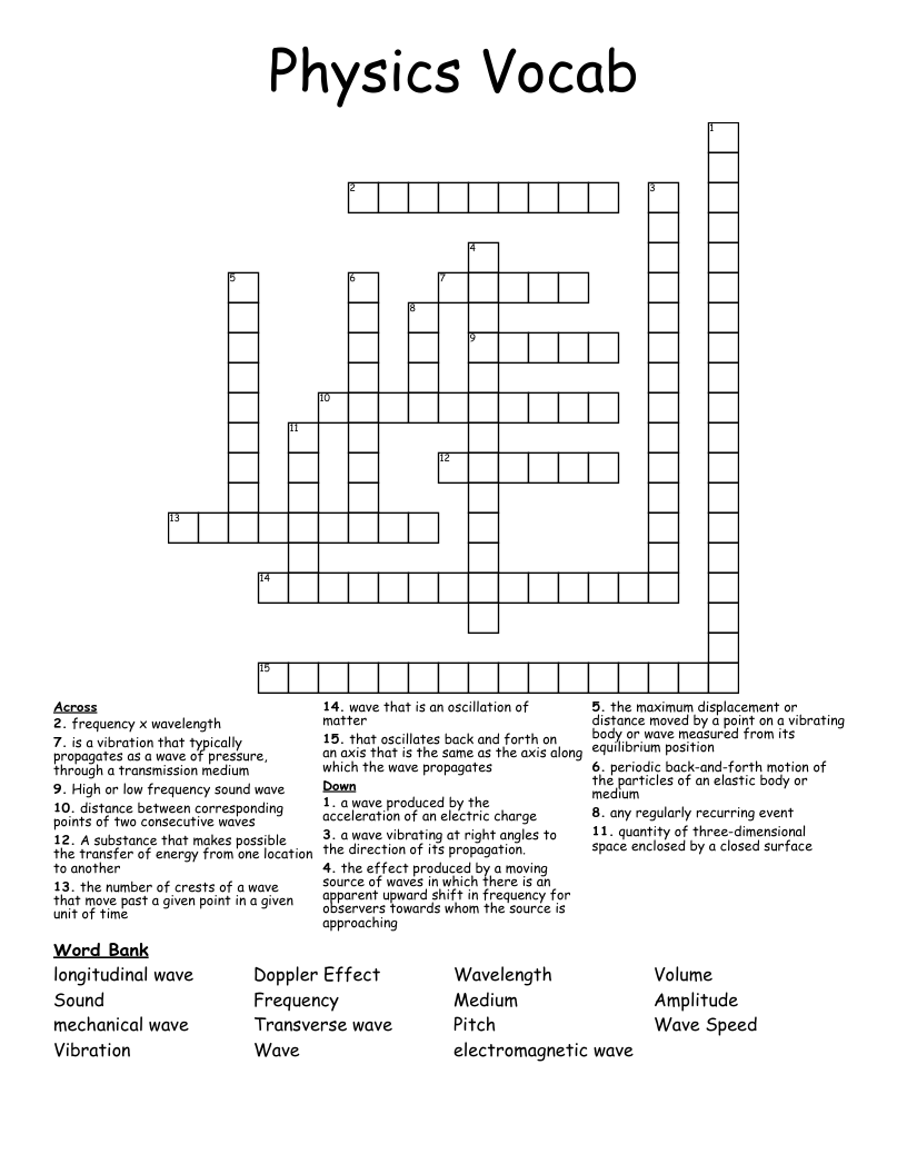 Physics Vocab Crossword