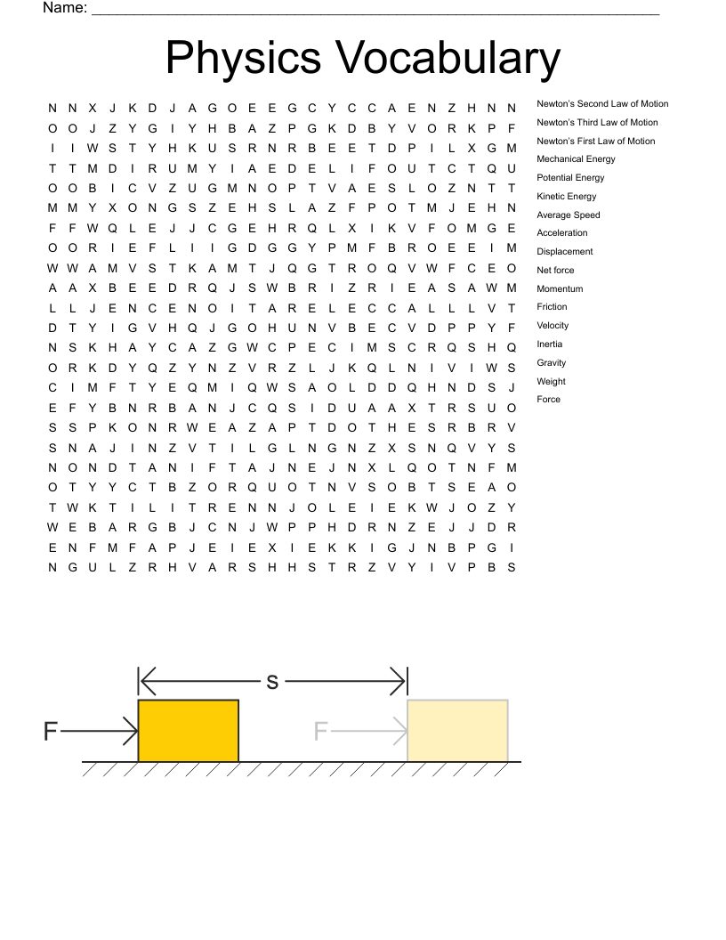 Physics Vocabulary Word Search