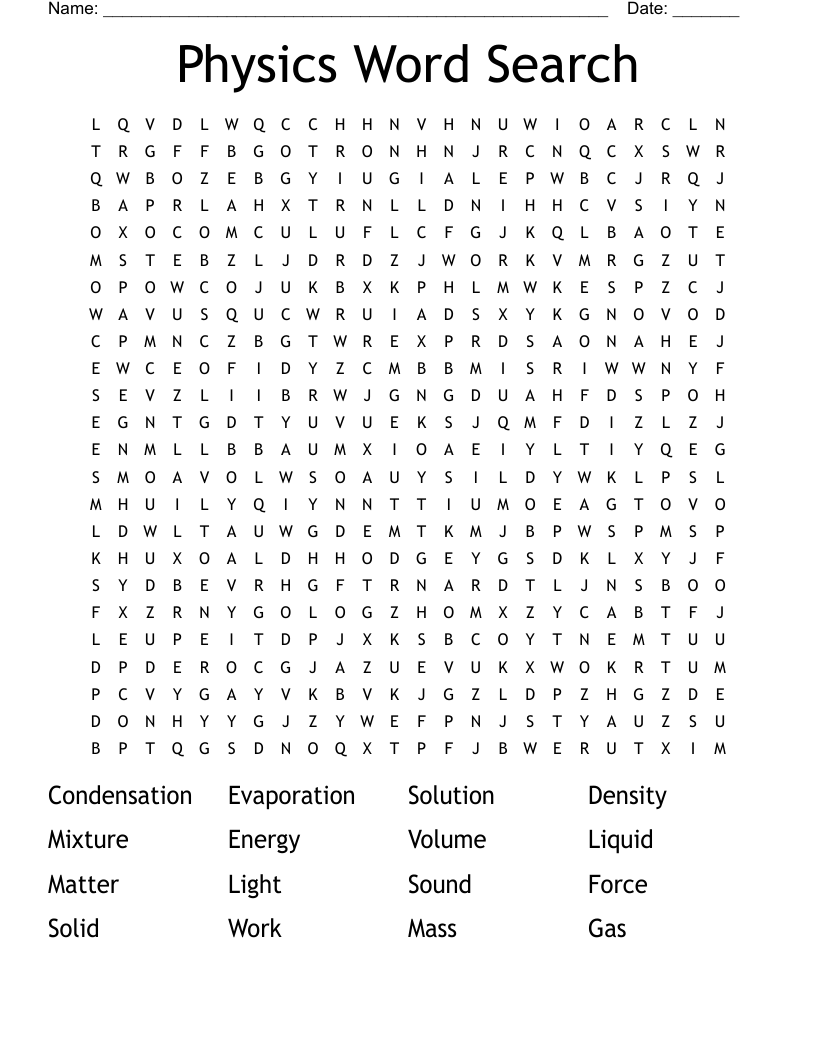 Physics Word Search