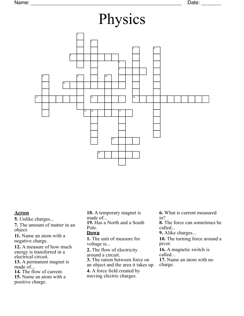 Physics  Crossword
