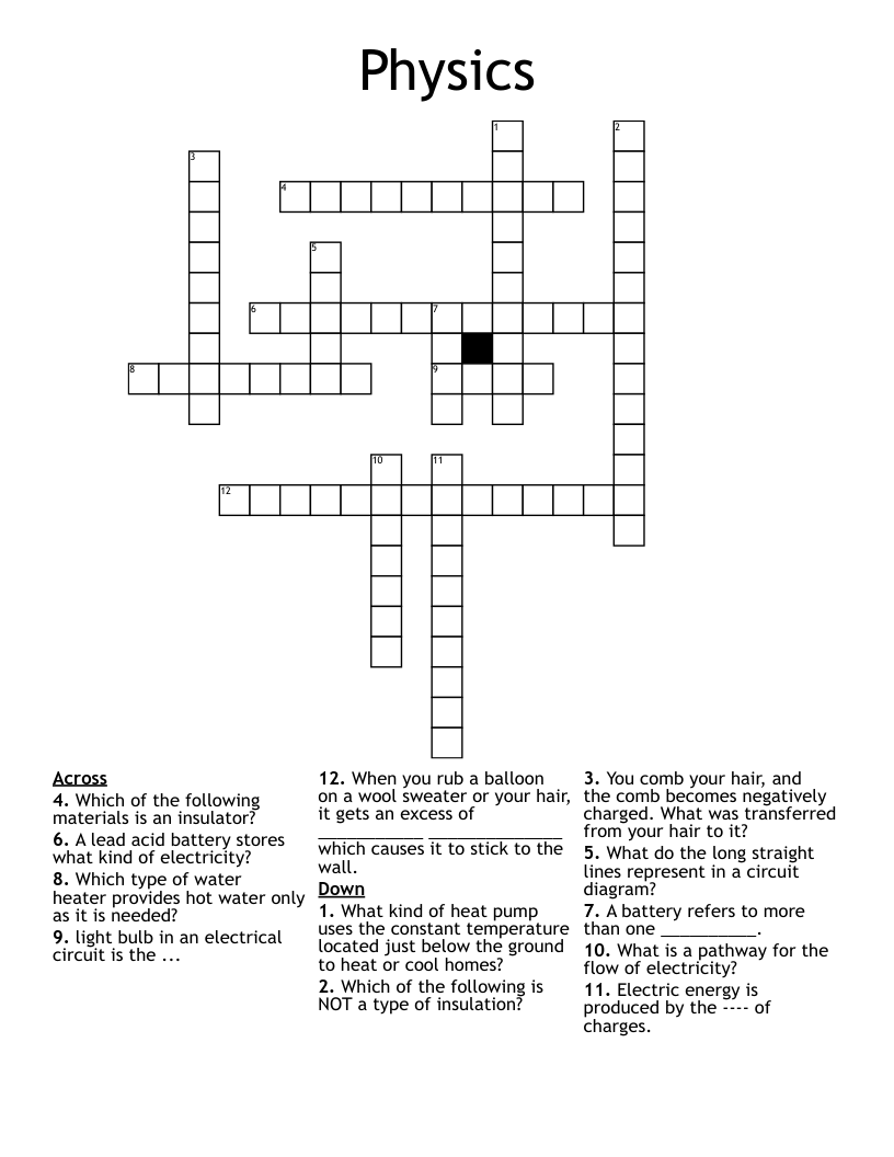 Physics  Crossword