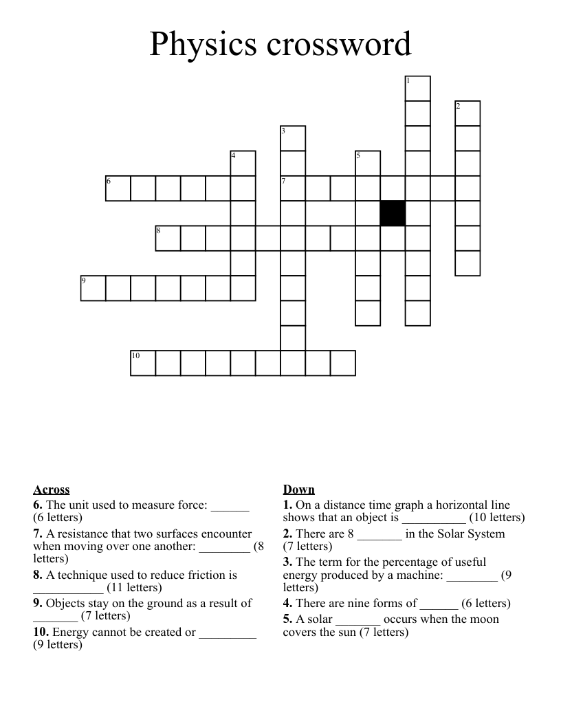 Physics crossword