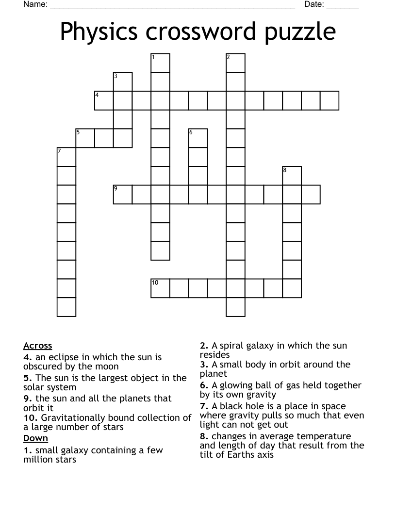 Physics crossword puzzle