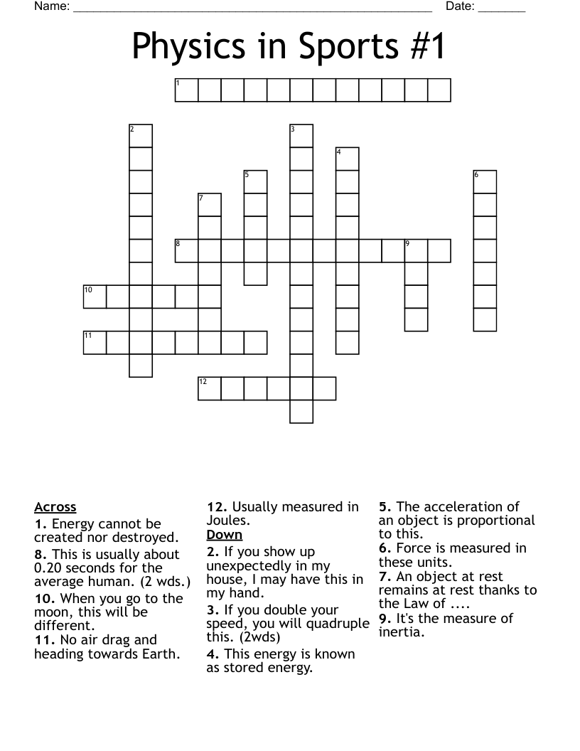 Physics in Sports #1 Crossword