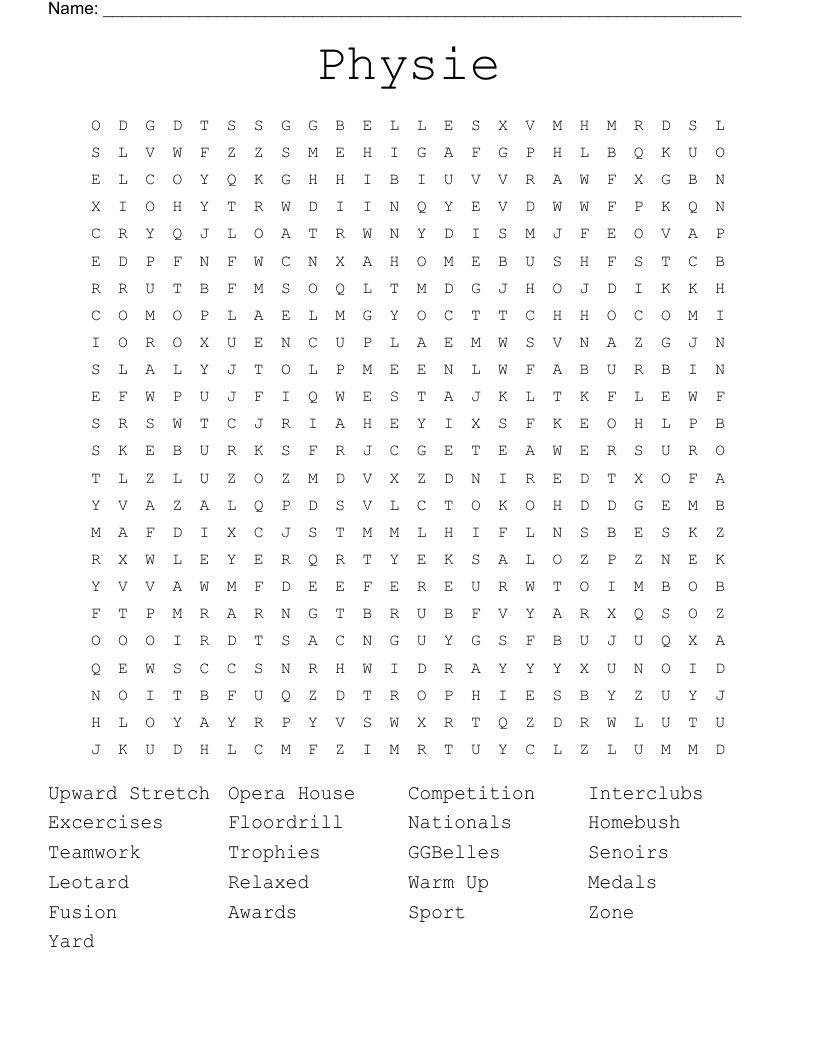 Physie Word Search
