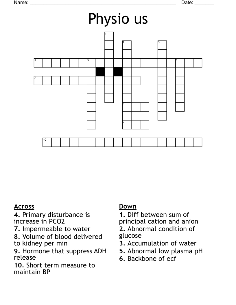 Physio us Crossword