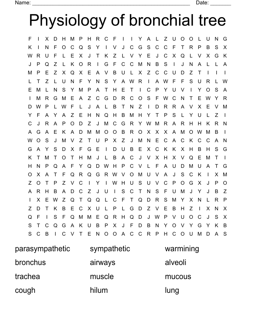 Physiology of bronchial tree Word Search
