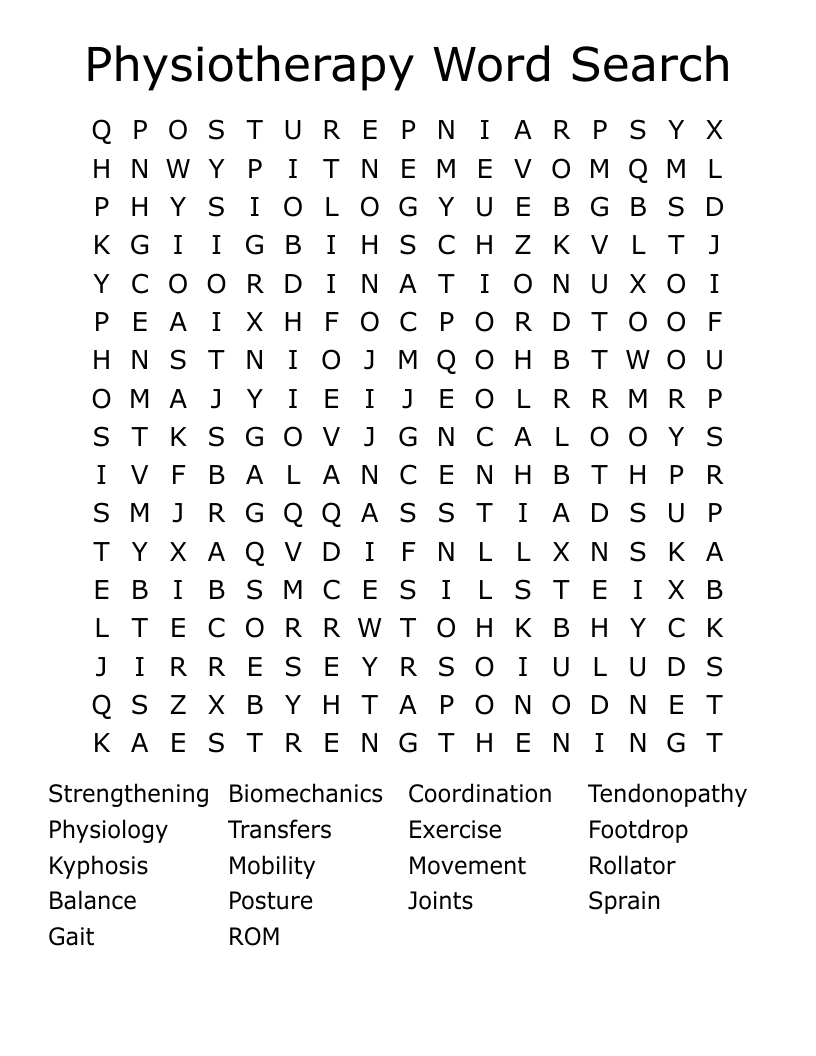 Physiotherapy Word Search