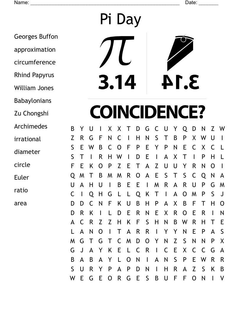Pi Day Word Search