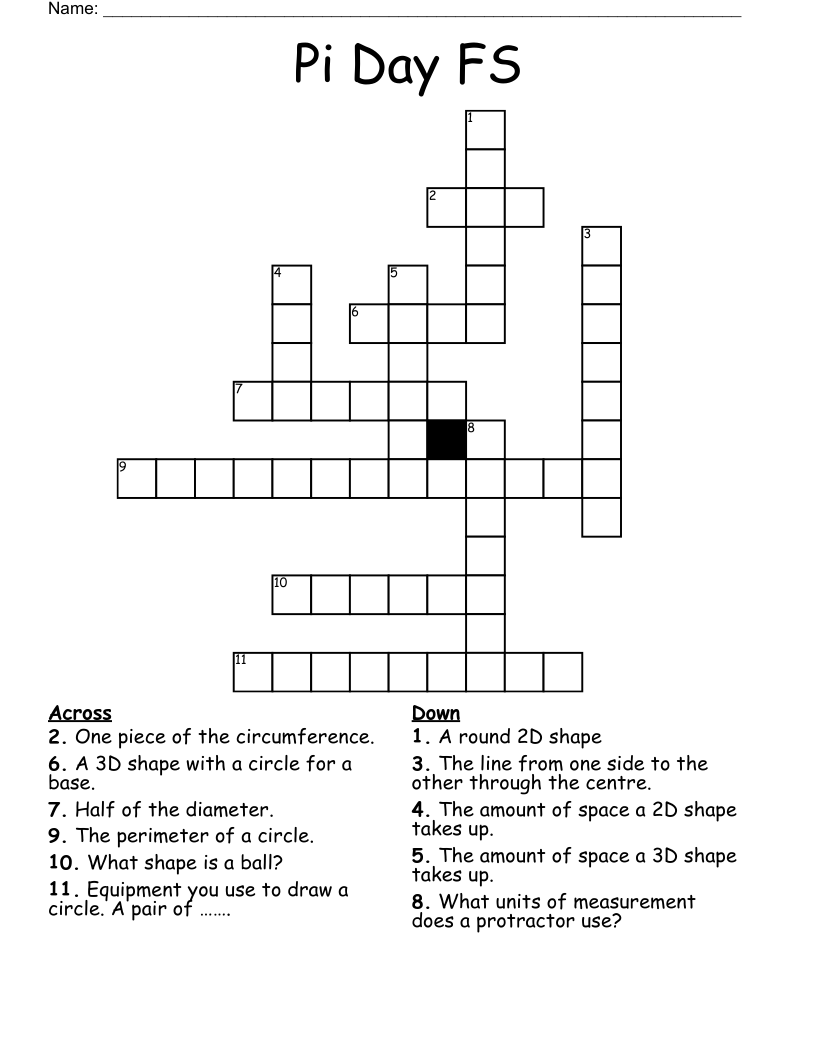 Pi Day FS Crossword