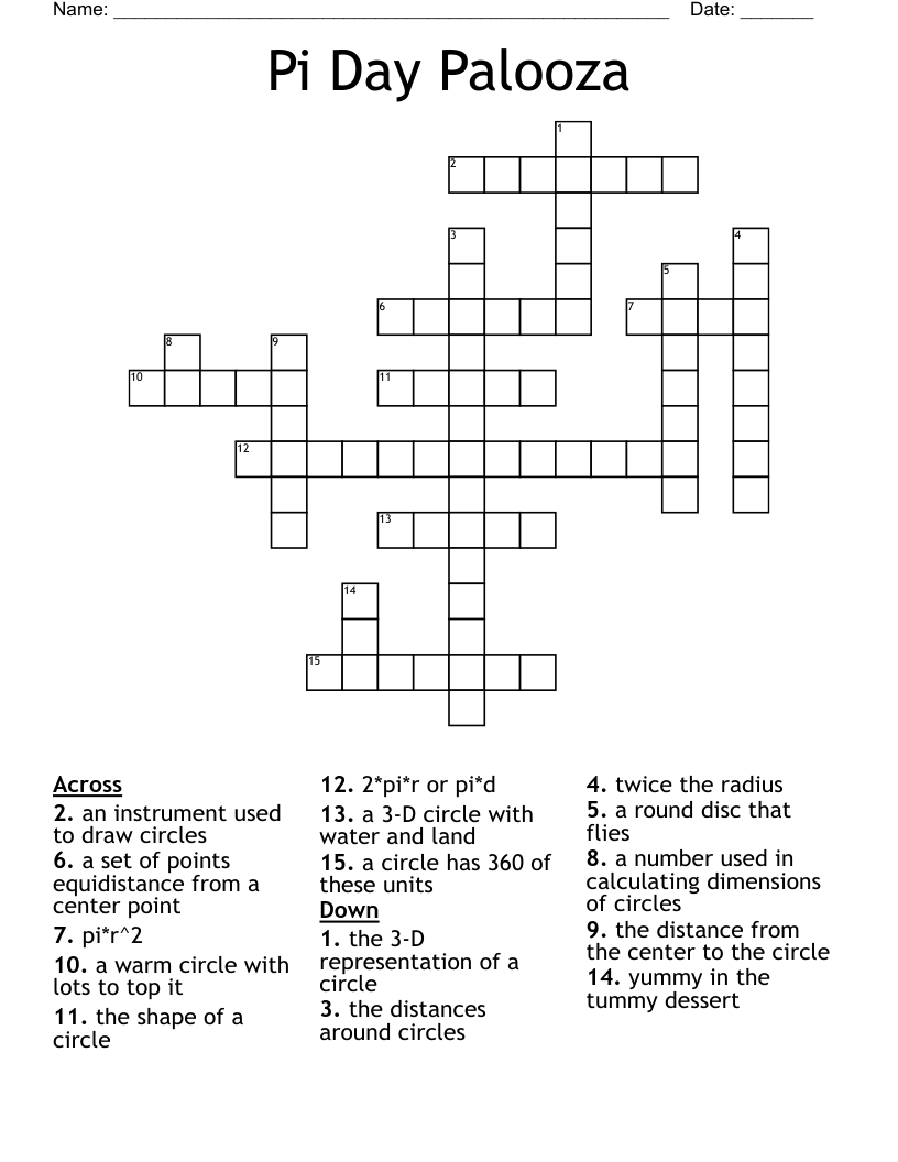 Pi Day Palooza Crossword