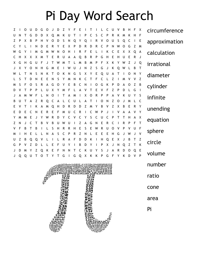 Pi Day Word Search