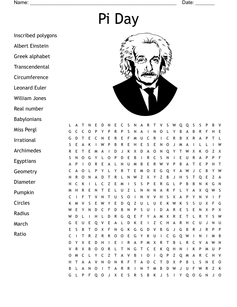 Pi Day  Word Search
