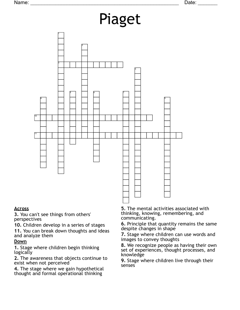Piaget Crossword