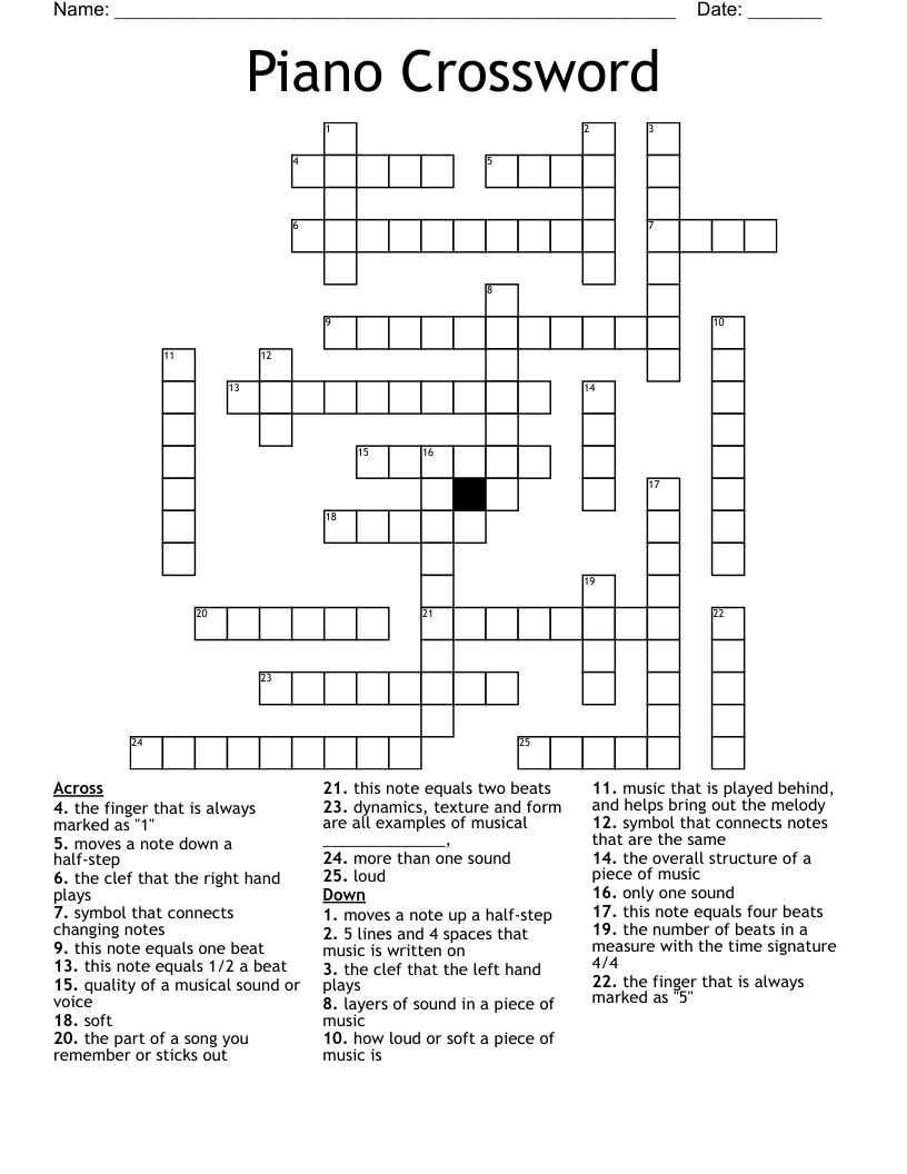 Piano Crossword