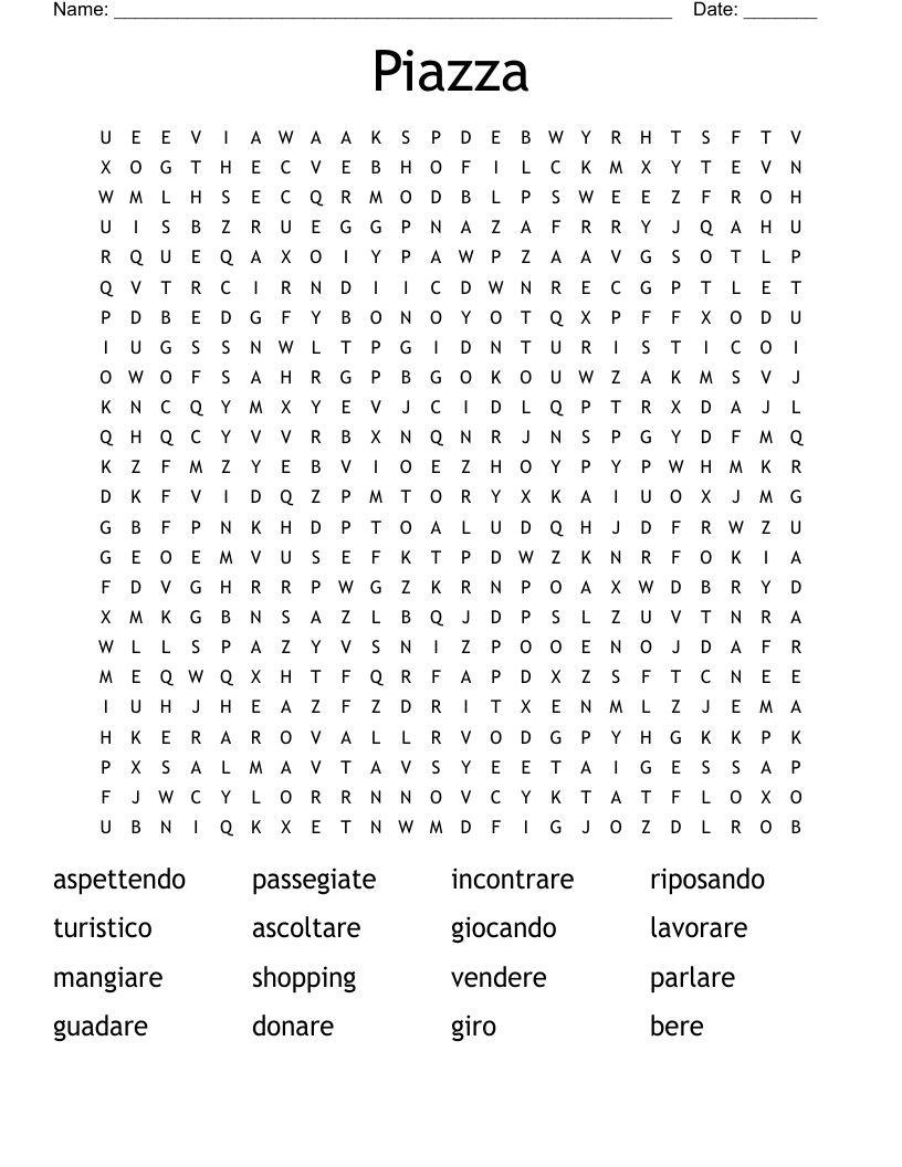 Piazza Word Search