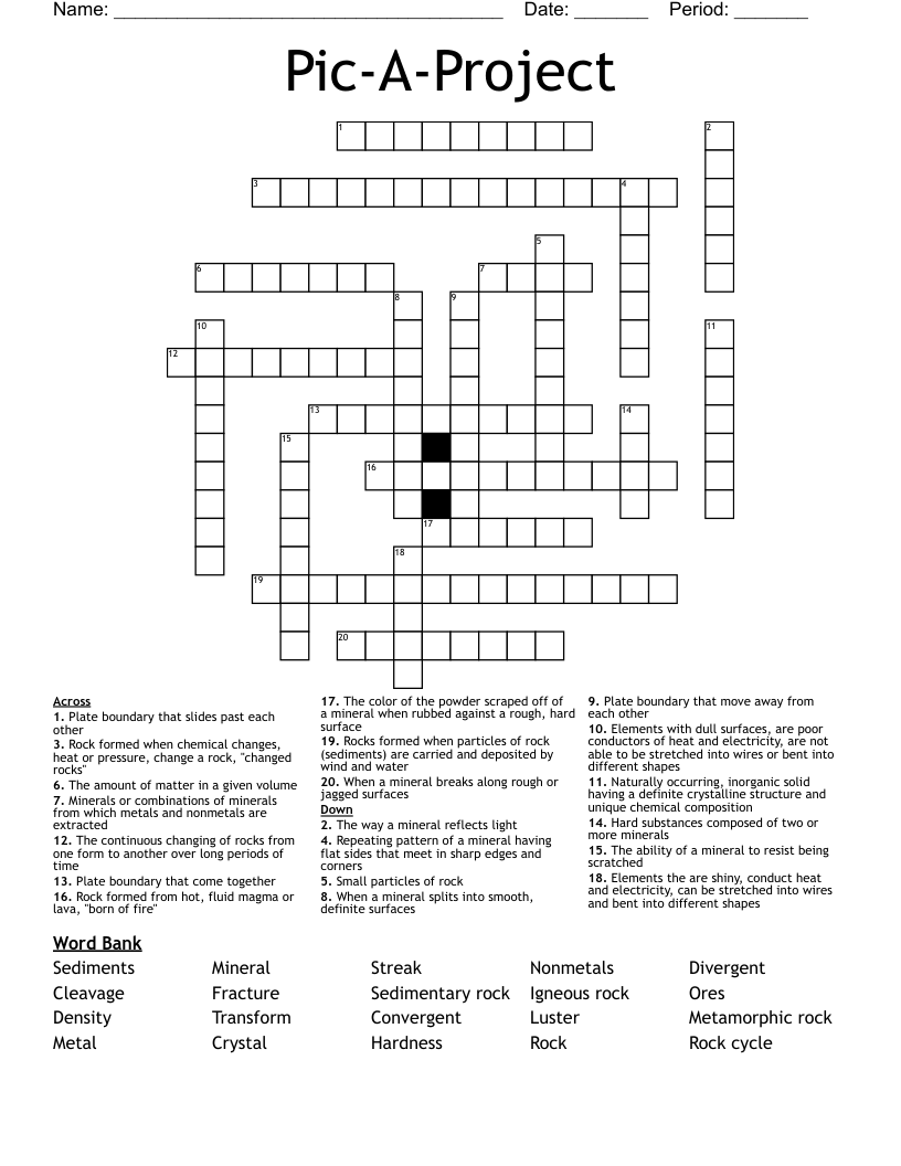 Pic-A-Project Crossword