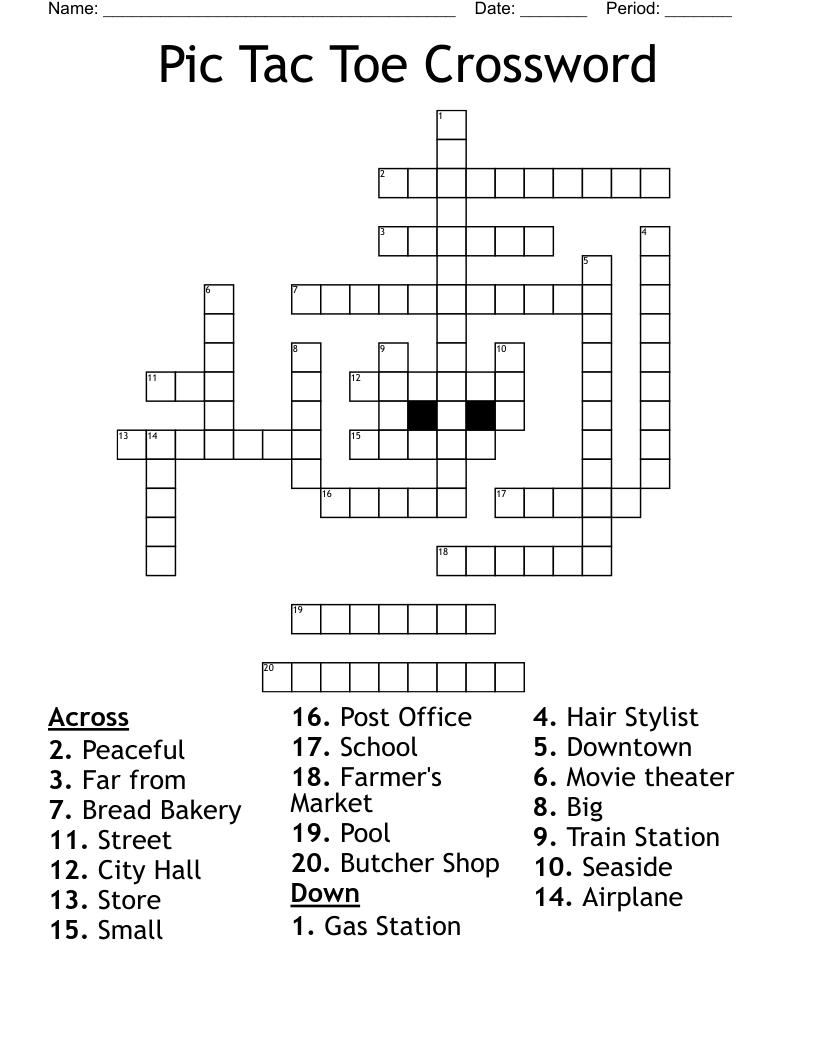 Pic Tac Toe Crossword