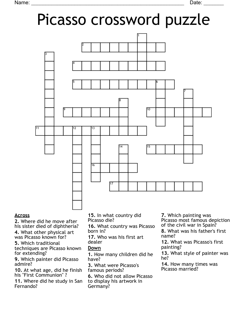 Picasso crossword puzzle