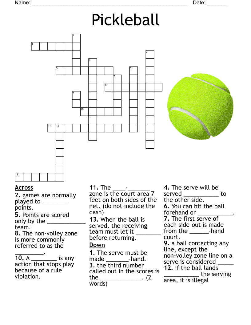 Pickleball Crossword