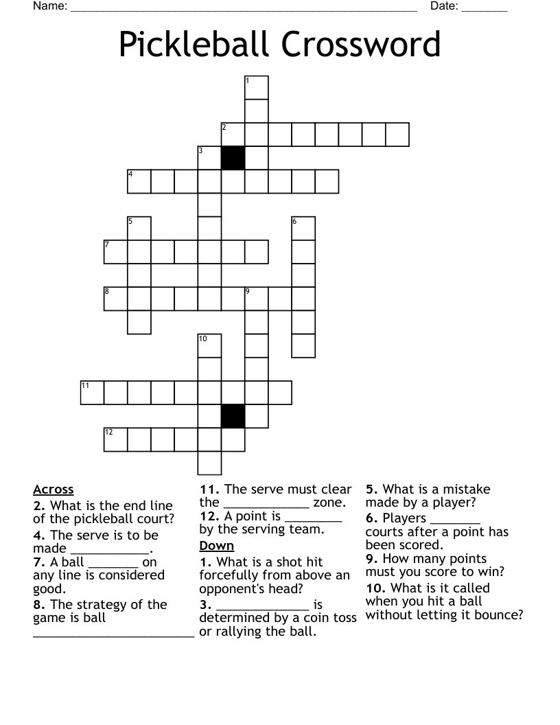 Pickleball Crossword