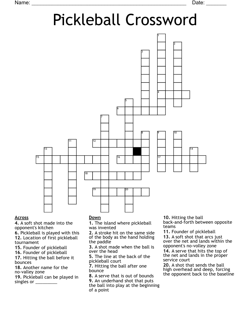 Pickleball Crossword
