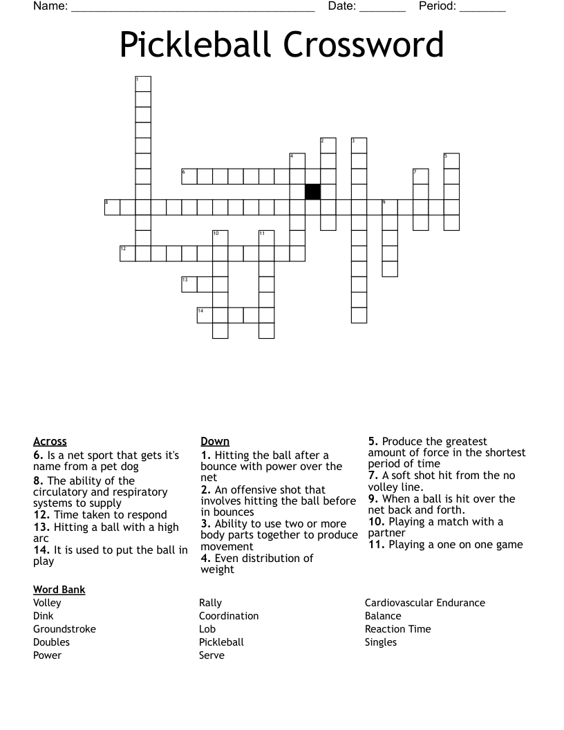 Pickleball Crossword