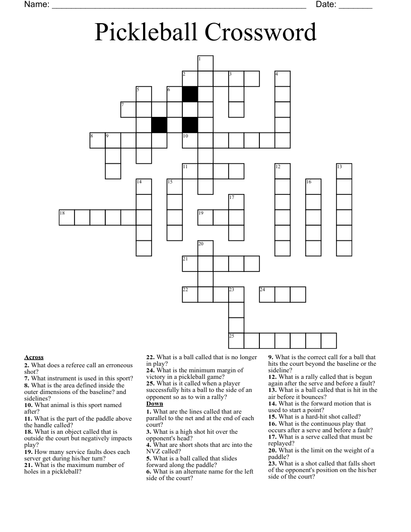 Pickleball Crossword