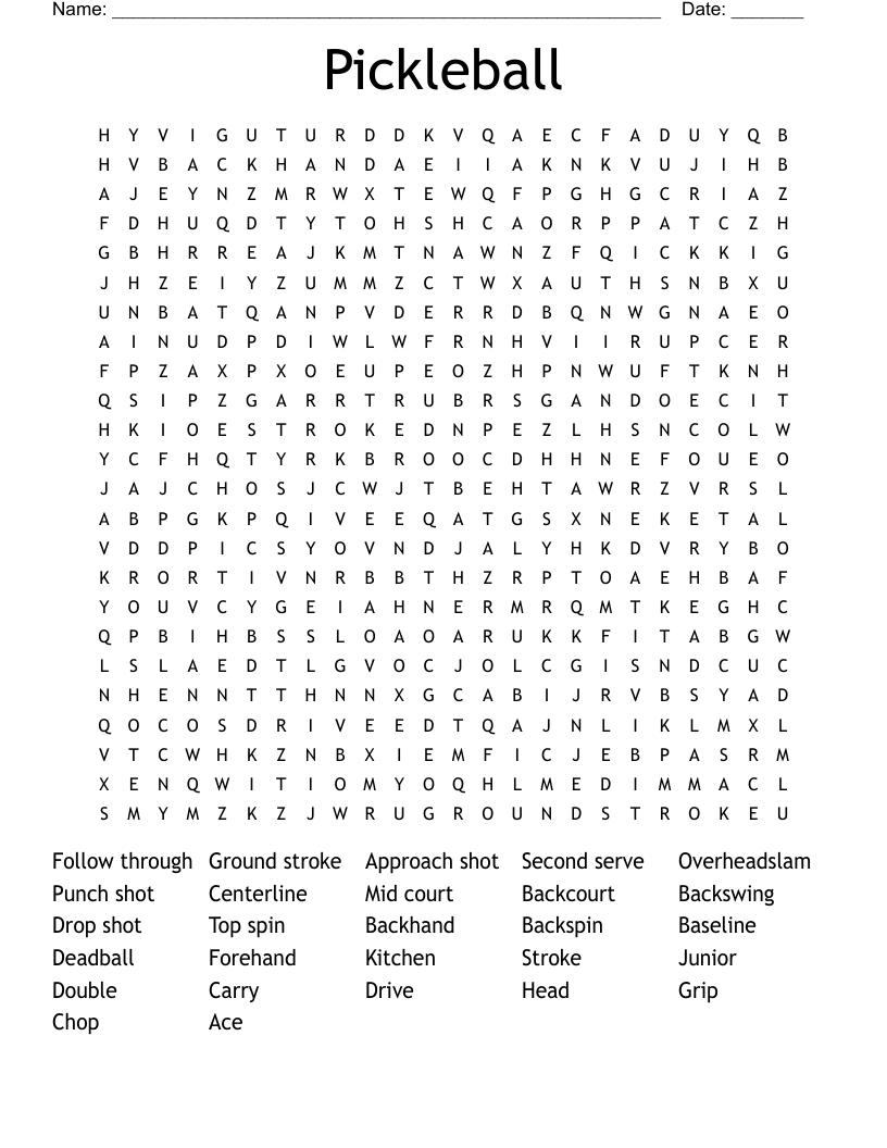 Pickleball  Word Search
