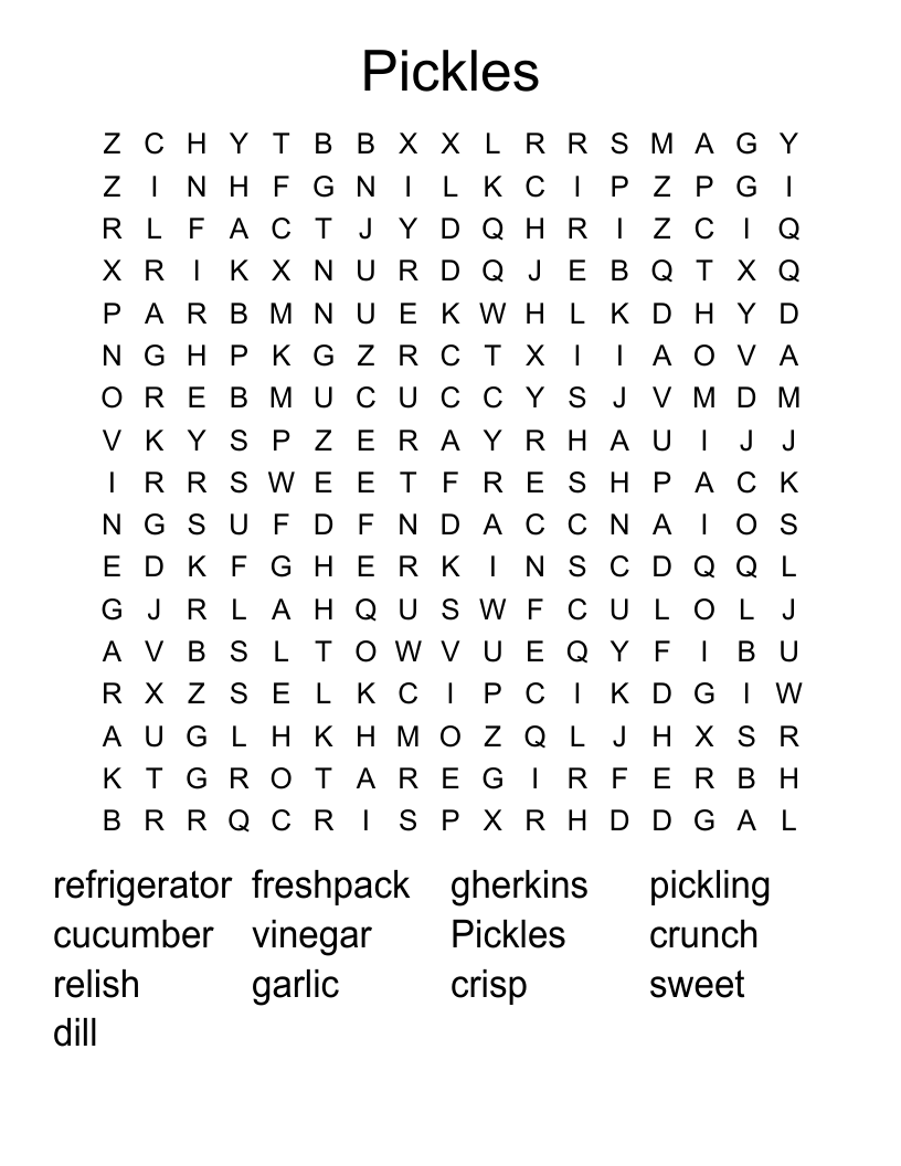 Pickles Word Search