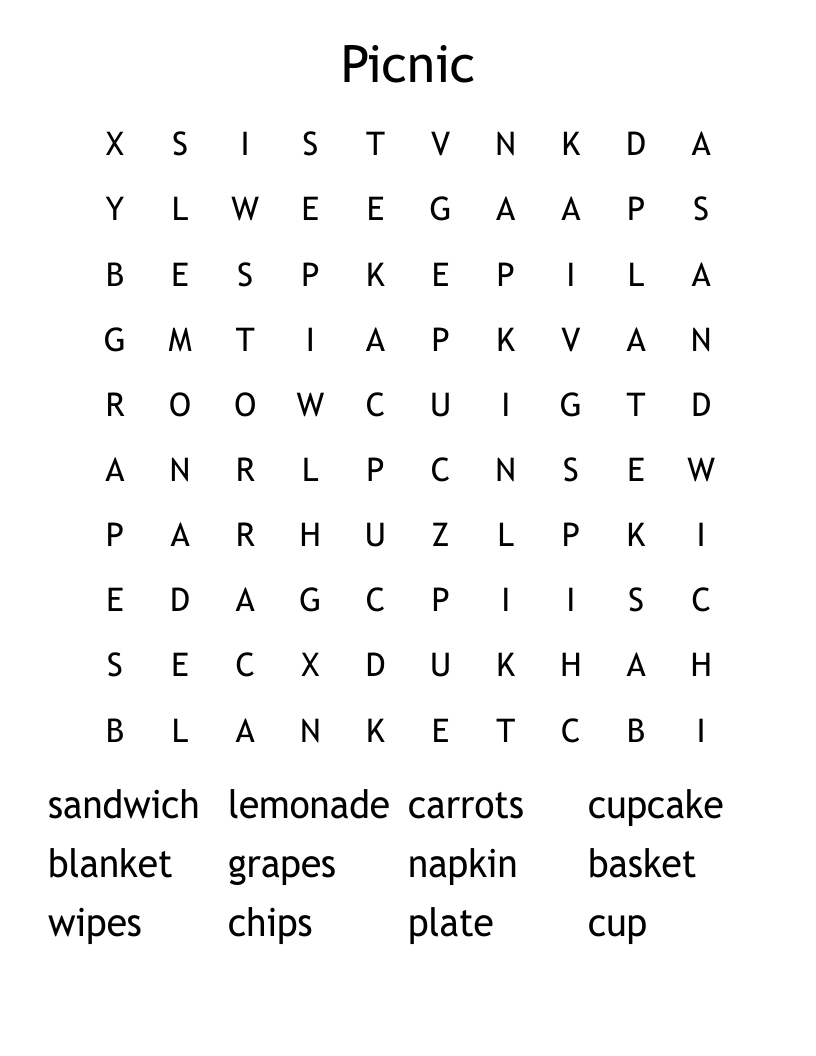 Picnic Word Search