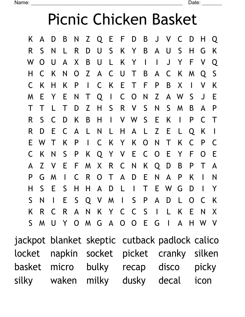 Picnic Chicken Basket Word Search