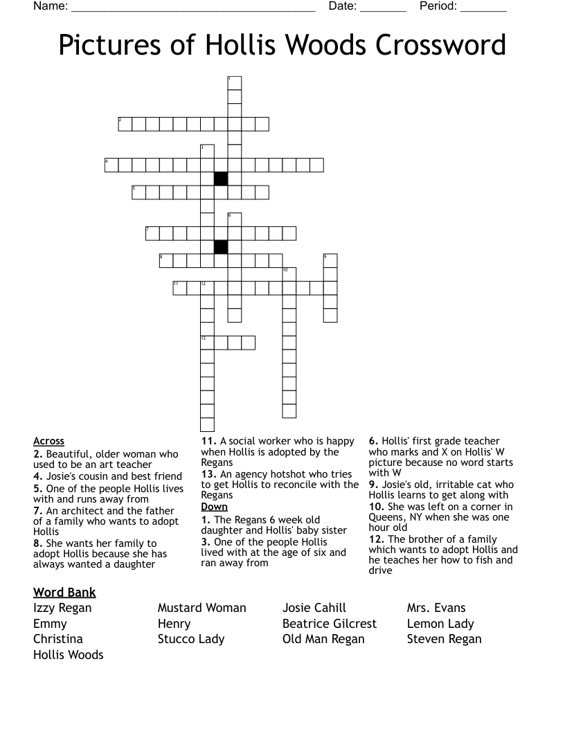Pictures of Hollis Woods Crossword