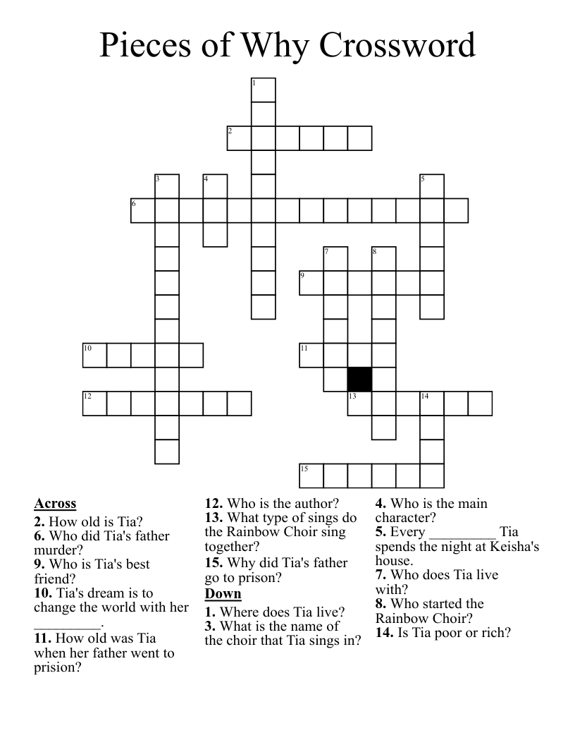 Pieces of Why Crossword