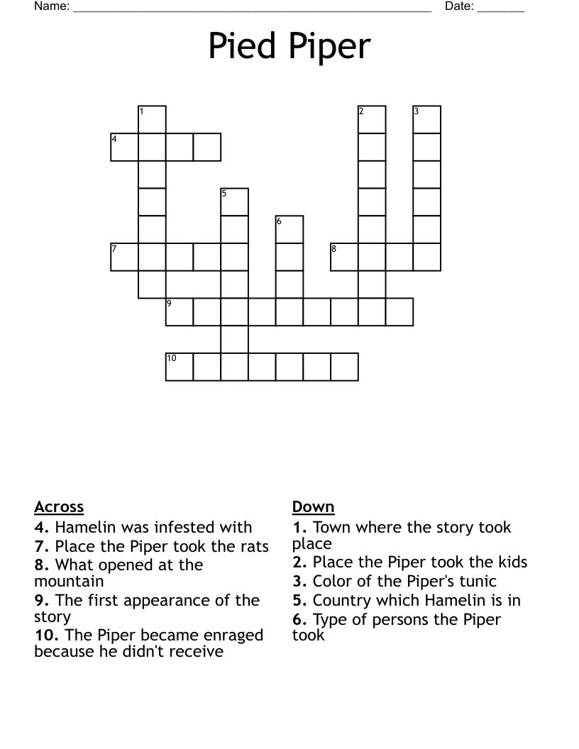 Pied Piper Crossword