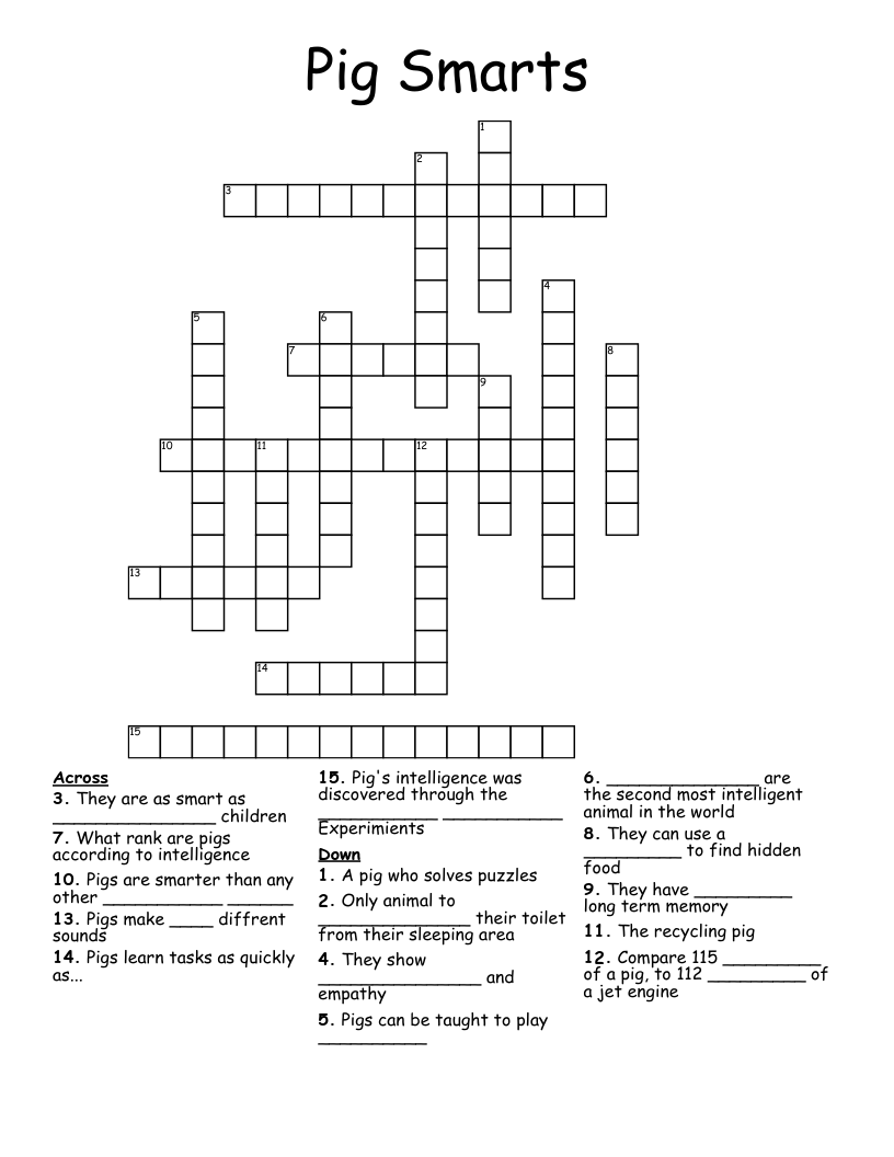 Pig Smarts Crossword