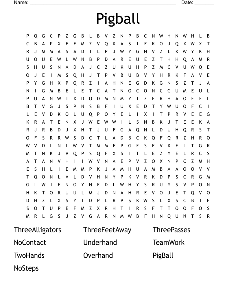 Pigball Word Search