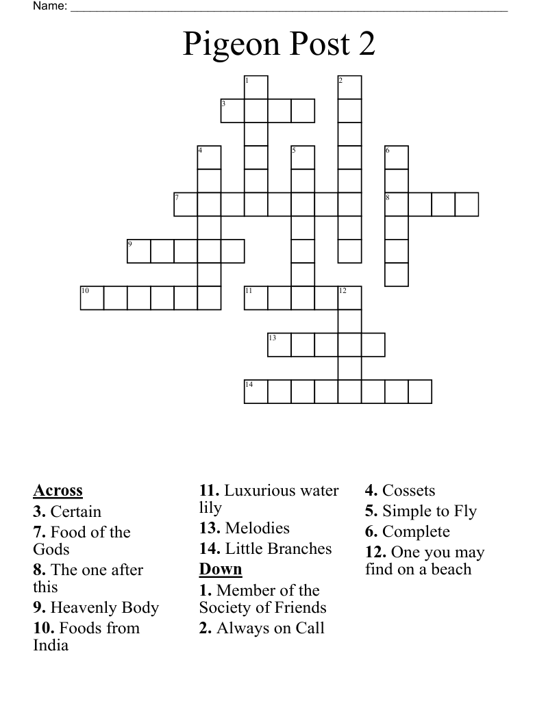 Pigeon Post 2 Crossword