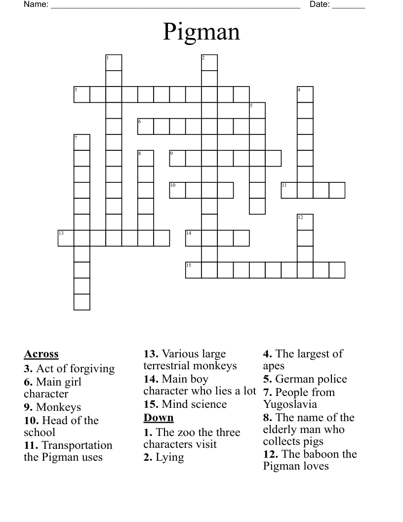 Pigman Crossword