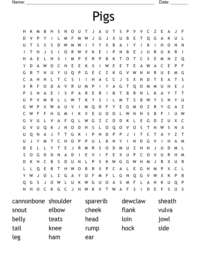 Pigs Word Search