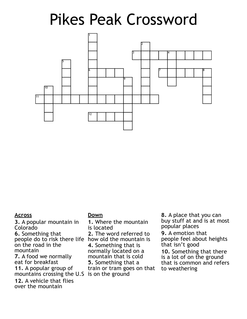 Pikes Peak Crossword