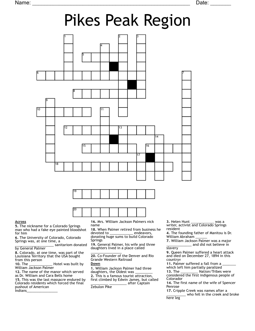 Pikes Peak Region Crossword