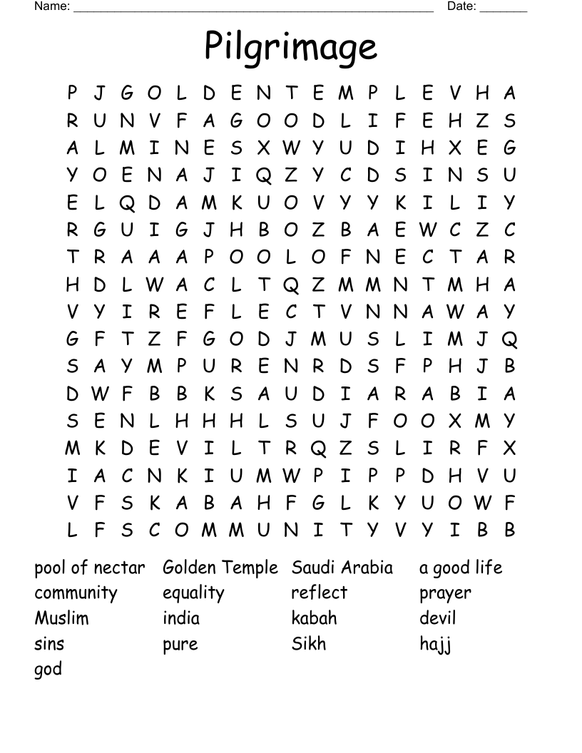 Pilgrimage Word Search
