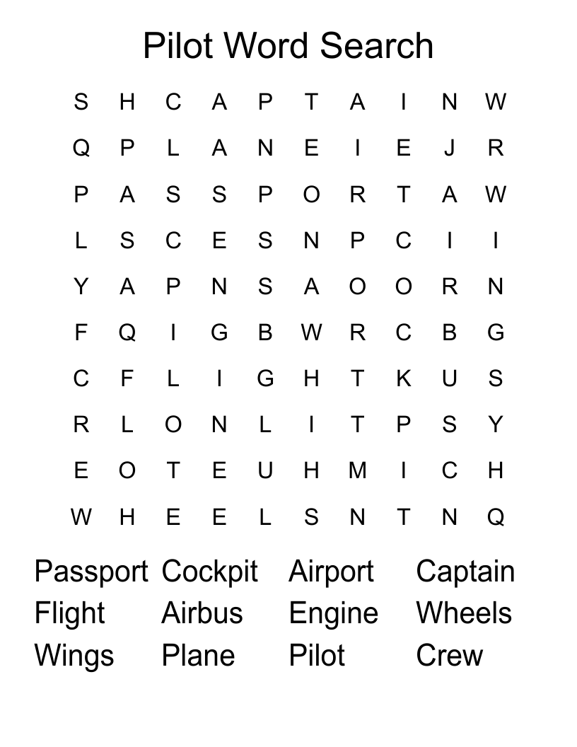 Pilot Word Search