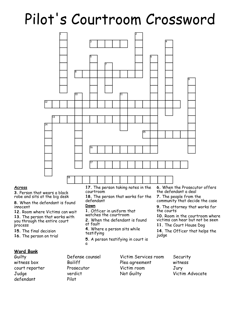 Pilot's Courtroom Crossword